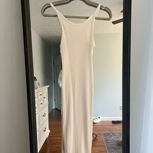 Zara Cream Ribbed Body-con Dress